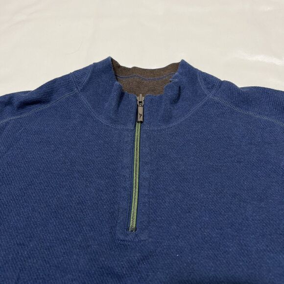 Tommy Bahama Pullover Mens ~XL Green Blue Reversible 1/4 Zip Knit Chest 24” - Picture 4 of 13